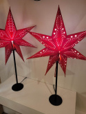 Lampka stojąca gwiazda papierowa welur czerwony w gwiazdki (522009)
