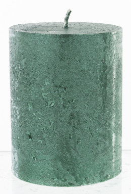 Świeca rustykalna zielony metalik walec mały(142955)
