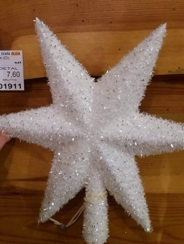 Gwiazda na czub plastikowa biała duża "jeżyk" 25,5*25cm (O)