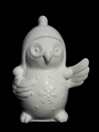 Sowa ceramiczna biała szkliwiona skarbonka 15*12*8cm (4759619)-50%