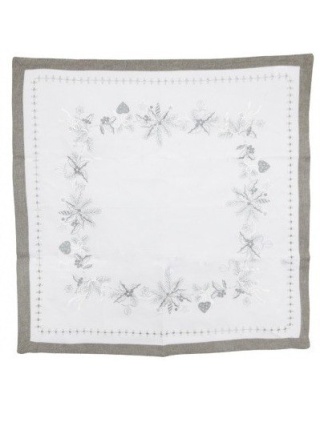 Obrus biało szary 85*85cm z gałązkami (QFH18-04) -50%