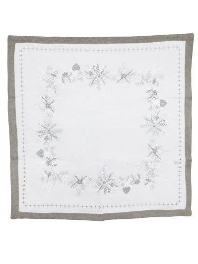 Obrus biało szary 85*85cm z gałązkami (QFH18-04) -50%