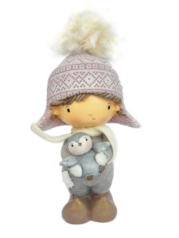 Dziewczynka ceramiczna w czapce z pomponem 18*10*7cm (ZX0417)