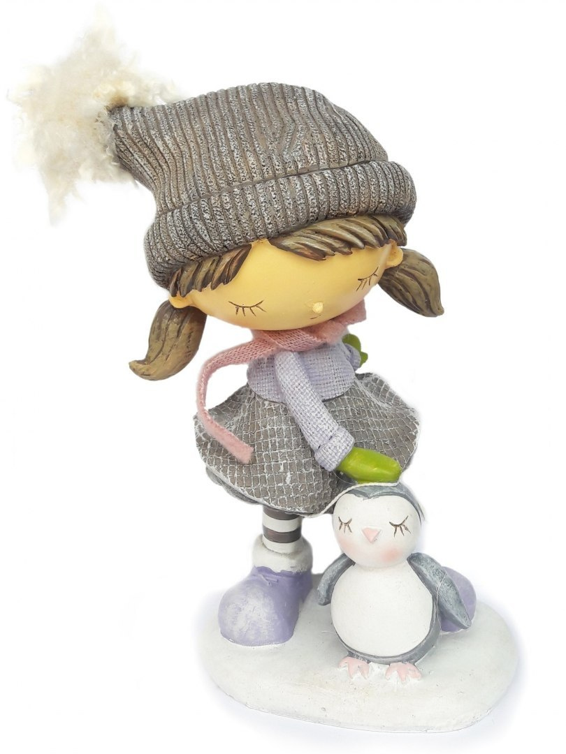 Dziewczynka ceramiczna w czapce z pomponem 21*11*10cm (ZX0420)
