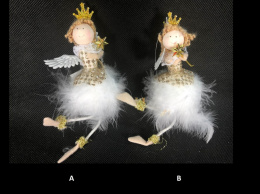 Zawieszka aniołek z białymi piórkami lecący 12*14*6cm (ZX0188)-20%