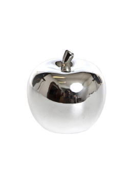 Jabłko ceramiczne srebrne szkliwione małe 8*8cm (POR09798) zb.12