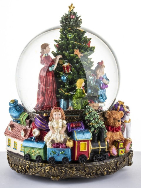 Kula wodna 15cm ze scenką LED, wirujący śnieg, pozytywka (131598)