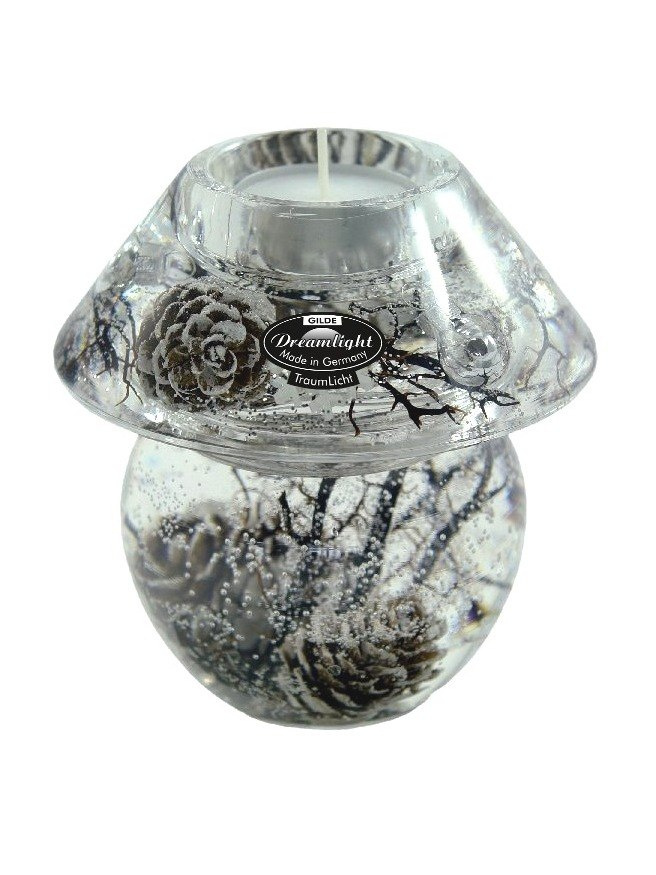 Lampion szklany żelowy grzybek Winter Story (160-2001) 11*11cm