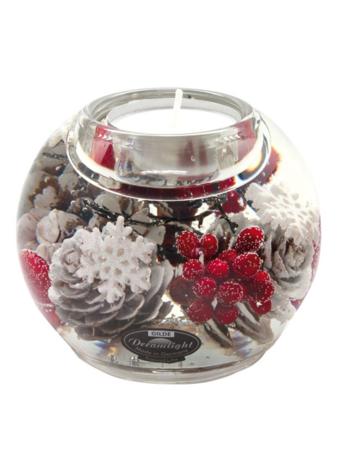 Lampion szklany żelowy kula mała Winter Berries (160-1901) 9*8cm -20%