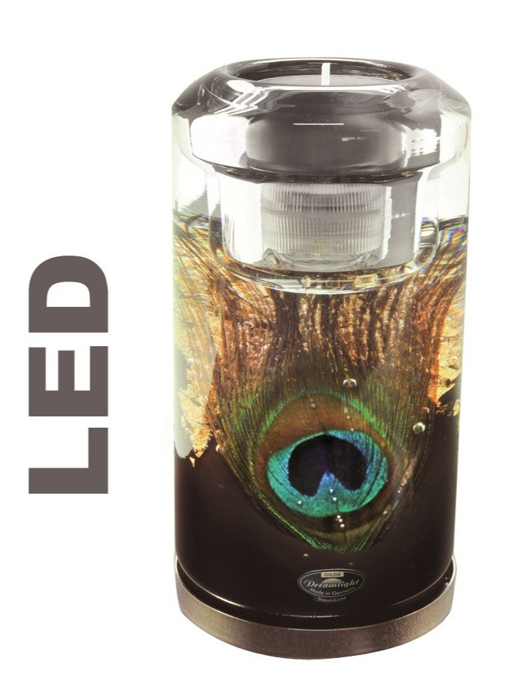 Lampion szklany żelowy słupek duży LED Pavos na podstawie (160-1700) 14*7cm