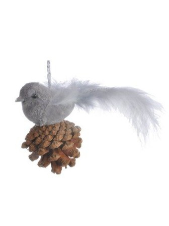 Zawieszka ptaszek szary na szyszce 8*12cm (19A-1889-8)-20%