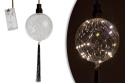 Kula szklana LED 15cm przezroczysta z czarnym chwostem (ART17568) dł.115cm na baterie2*AA