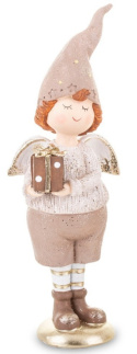 Elf chłopiec ceramiczny z paczką na podstawie (139564)-20%