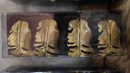 Kpl. 4 obrączki złote liście śr. 4,5cm (HN0693)-20%