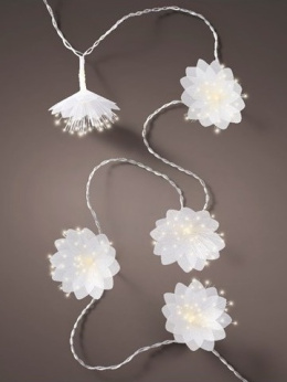 Lampki kwiatki białe światłowody 20LED ciepłe 3,8m transf. (486182)