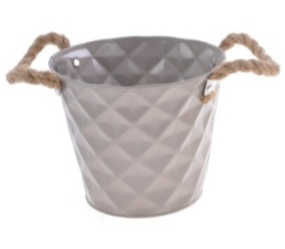 Osłonka metal. na doniczkę 2kol. smukła h:14,7cm uchwyt sznurek (QX-1904184L)