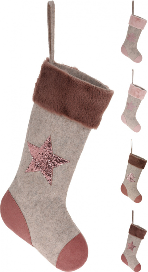 Skarpeta duża filc z futerkiem różowym 4 wzory(010014)-20%