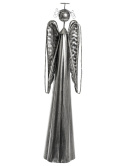 Anioł metalowy srebrny 55cm z oświetleniem LED (ART18384) fi 11cm na baterie 3*AAA b.ciepłe