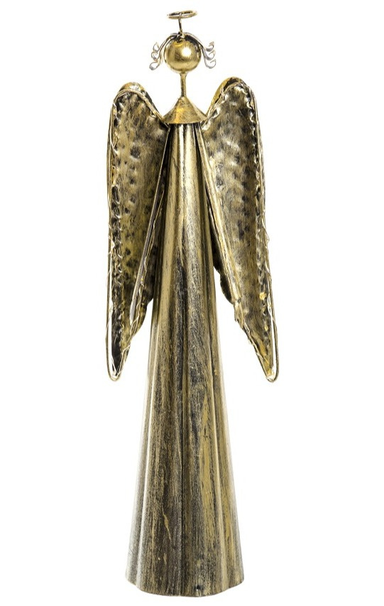 Anioł metalowy złoty 39cm z oświetleniem LED (ART18388) fi 8cm na baterie 3*AAA b.ciepłe