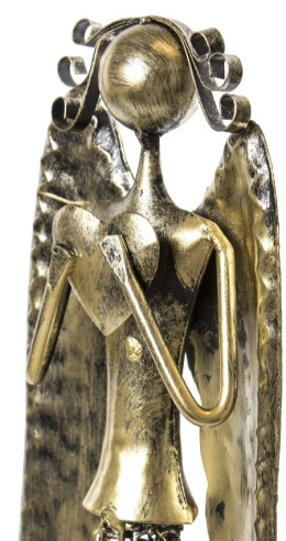 Anioł metalowy złoty 55cm ażurowy z sercem góra (ART18394) fi 11cm