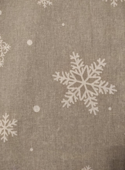 Bieżnik 30*120cm bawełn. beżowy ze śnieżynką (SJ2-312) -40%