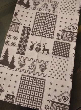Bieżnik 40*150cm biały z szarymi domkami (SJ6-415) -40%