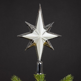 Gwiazda srebrna plastikowa z brokatem na czub(029098)