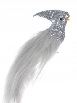 Kpl. 2 ptaszków srebrnych na klipsie ogonek futerko (YC-19N17-3) 16*6cm