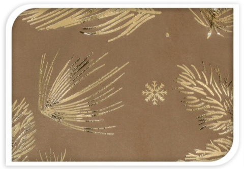 Materiał welurowy jasny brąz złote gałązki (008824) 28*150cm -30%