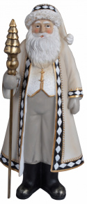 Mikołaj ceramiczny 41cm stojący beżowo-złoty (4021) h:41*17,5*13,5cm