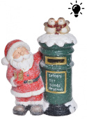 Skrzynka na listy ceramiczna zielona z Mikołajem podświetlana (3788) h:40*30*16cm