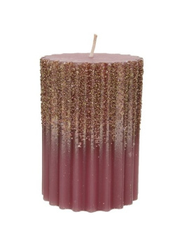 Świeca karbowana velvet pink z brokatem h:10*7cm (209517)