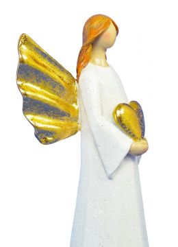 Anioł pastelowy ze złotym sercem mały h:18*8*5cm (8867)