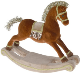 Koń na biegunach welur brązowy duży h:35*39*12cm (017187) -20%