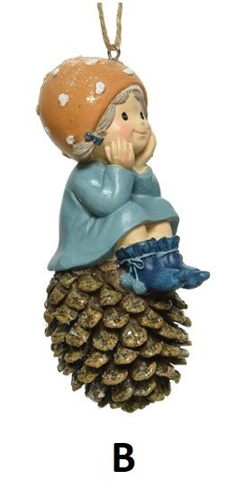 Zawieszka dziecko ceramiczne na szyszce 2wzory czapka w kropki (521665)-20%