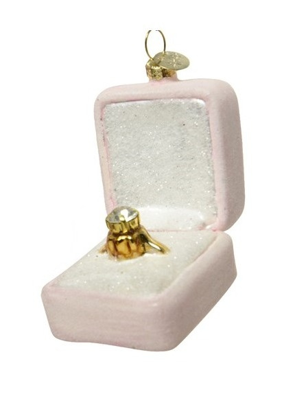 Bombka szklana pudełko z pierścionkiem jasny róż (120503)
