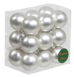 Kpl 18 bombek szklanych 30mm srebrny mat perła (100305)