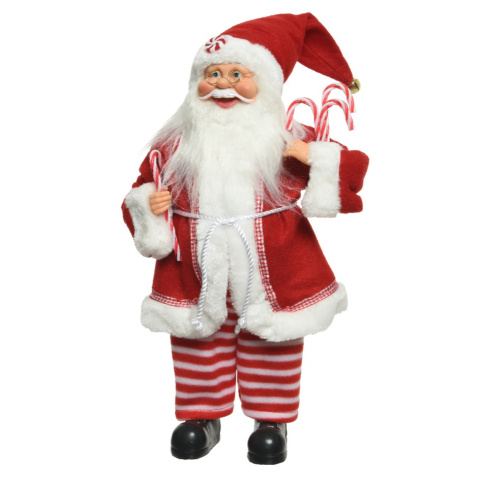 Mikołaj stojący 45cm czerwony cukierkowe laseczki (740452)