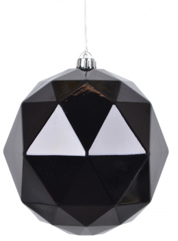 Bombka geometryczna 20cm plastikowa czarny błysk (2468)