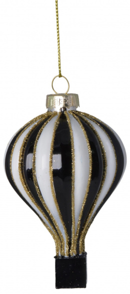 Bombka szklana balon czarno biały 9,5x6cm (3914)
