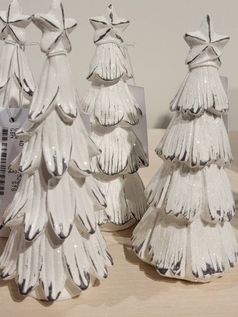 Choinka ceramiczna z gwiazdką biało-grafitowa 15cm 3wzory (011888)-20%