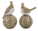 Ptaszek ceramiczny duży w koronie na złotej kuli w paski (147478)