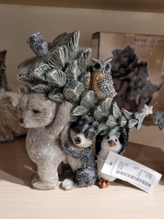 Zwierzęta ceramiczne 17cm oszronione z choinką 2wzory (020850)