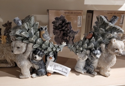 Zwierzęta ceramiczne 17cm oszronione z choinką 2wzory (020850)