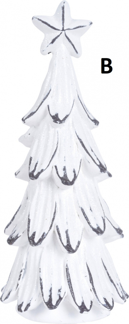 Choinka ceramiczna z gwiazdką biało-grafitowa 15cm 3wzory (011888)-20%