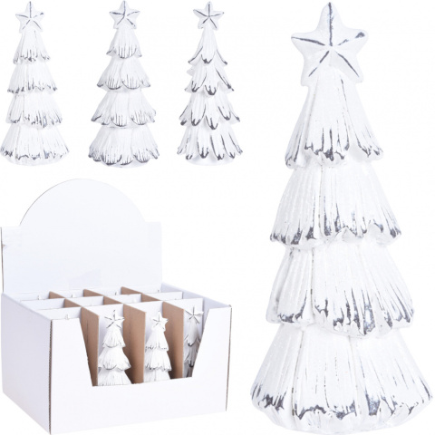 Choinka ceramiczna z gwiazdką biało-grafitowa 20cm 2wzory (014903)-20%