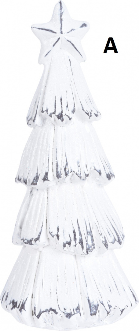 Choinka ceramiczna z gwiazdką biało-grafitowa 20cm 2wzory (014903)-20%