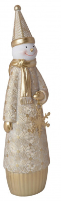 Figurka ceram. bałwanek złoty z metalową gwiazdką h:23*6*5cm (3556)