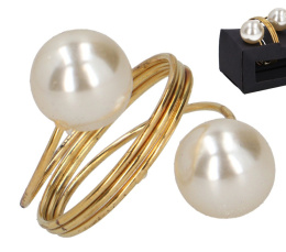Kpl. 3 obrączki złote na serwetkę z perłami (RH9160-17)