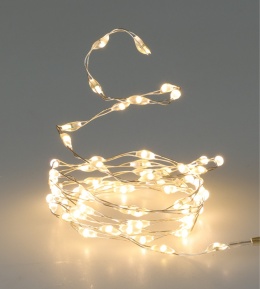 Lampki na druciku 66 microLED ciepłe dł.1m (AMZ800100)na baterie